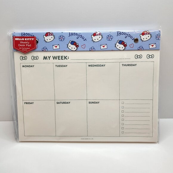 Hello Kitty Bonjour Weekly Desk Pad | Planner, Calendar, Rare NWT - Picture 1 of 5